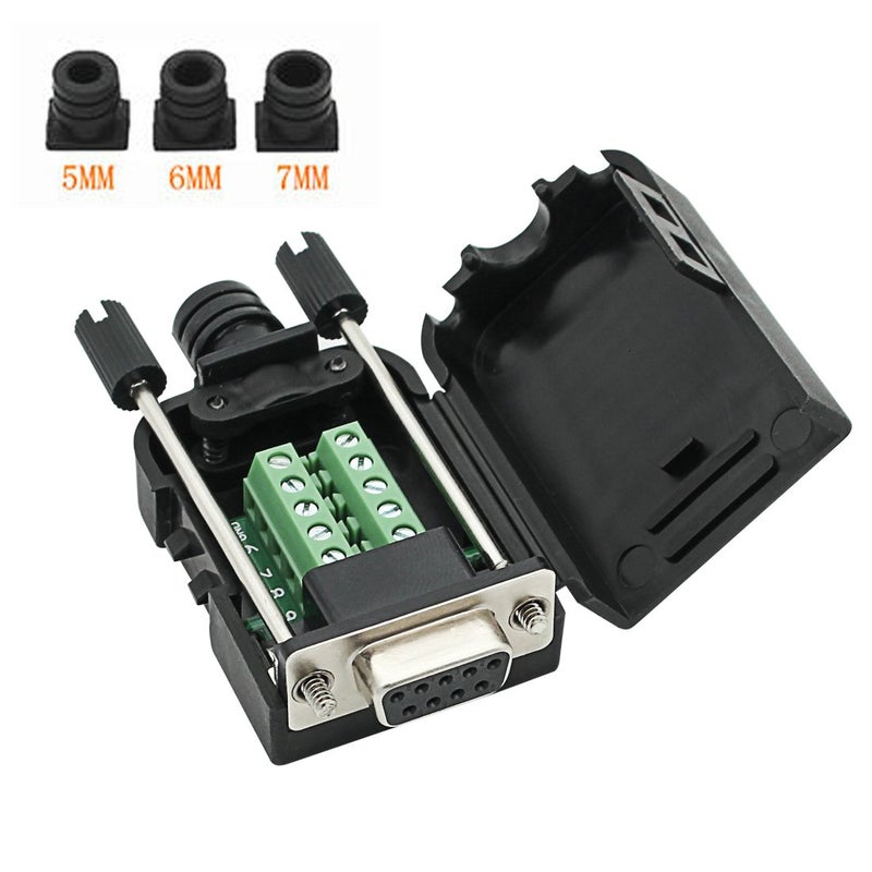 YIOVVOM DB9 Breakout Connector, Male Female 9 pin RS232 connectors, Solderless D-SUB RS485 Serial Adapter Module Board with Screw Terminals, Case, Long Bolts - Image 5
